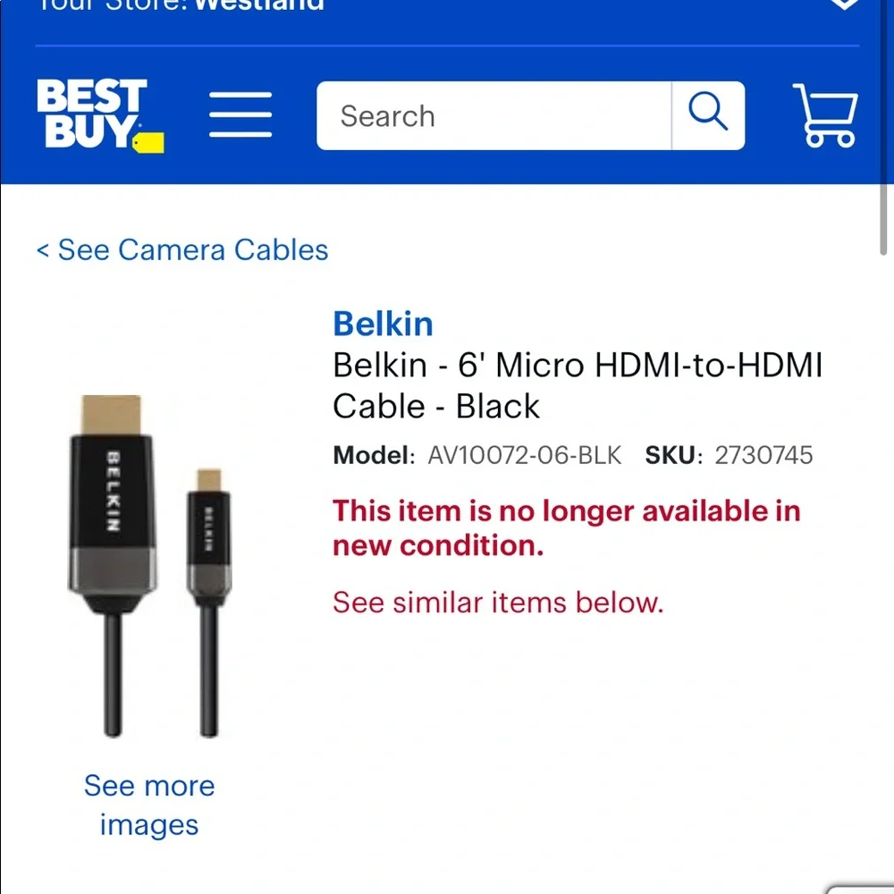 HDMI to Micro HDMI Cable 6’